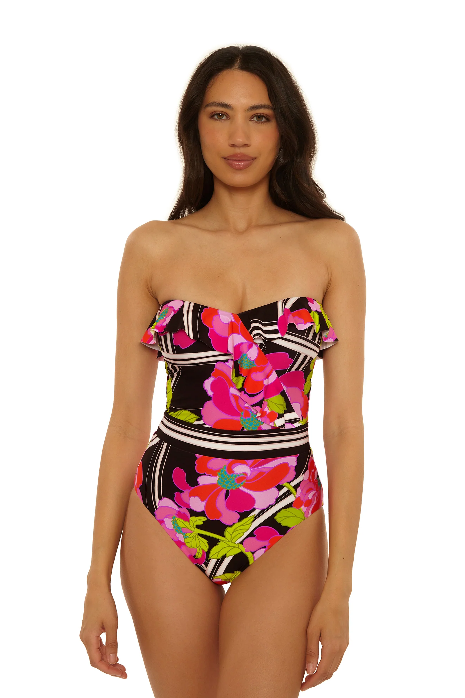 Bandeau One-Piece Swimsuit - Bougainvillea