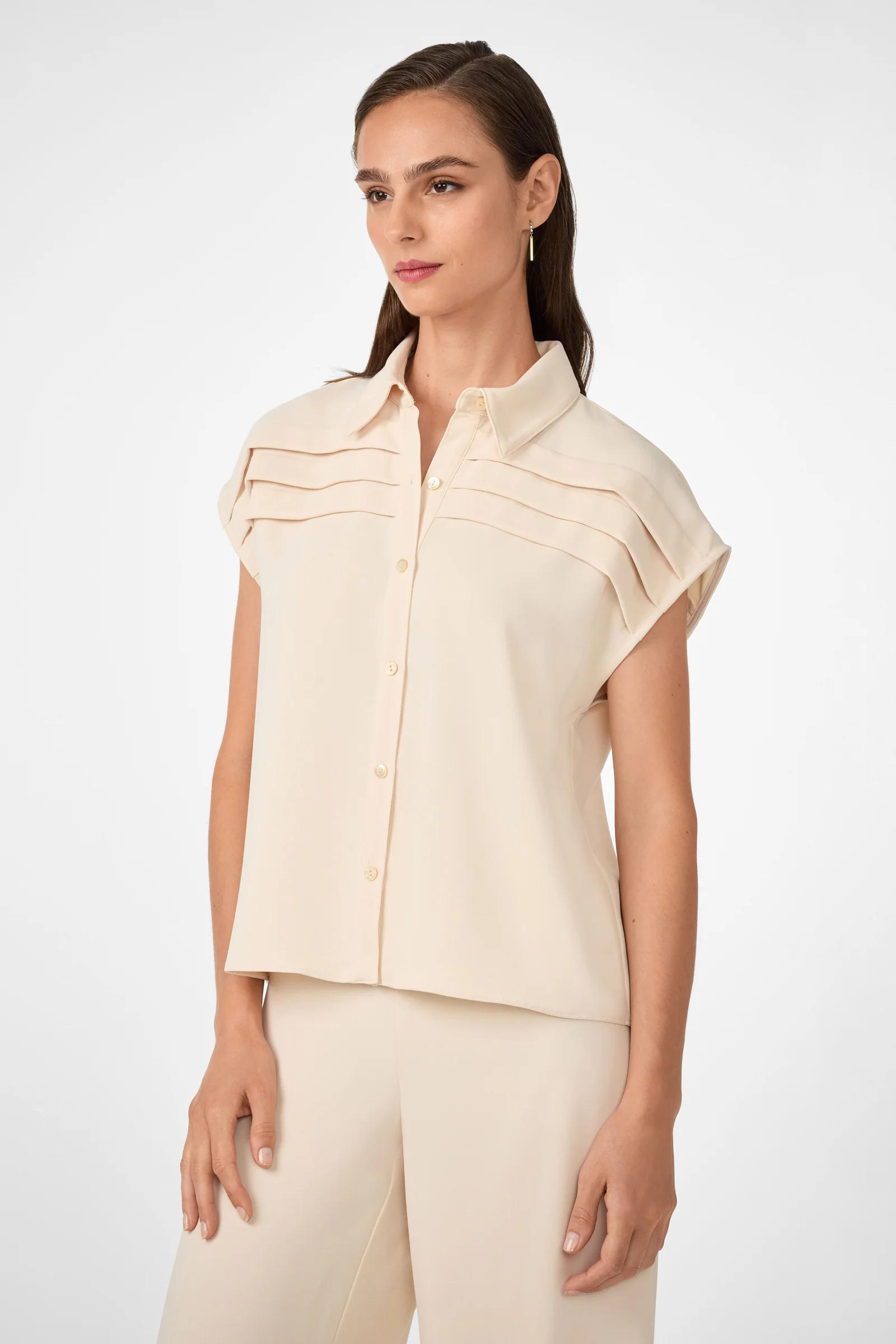 Cheri Pleated Button-Front Top - Image 3