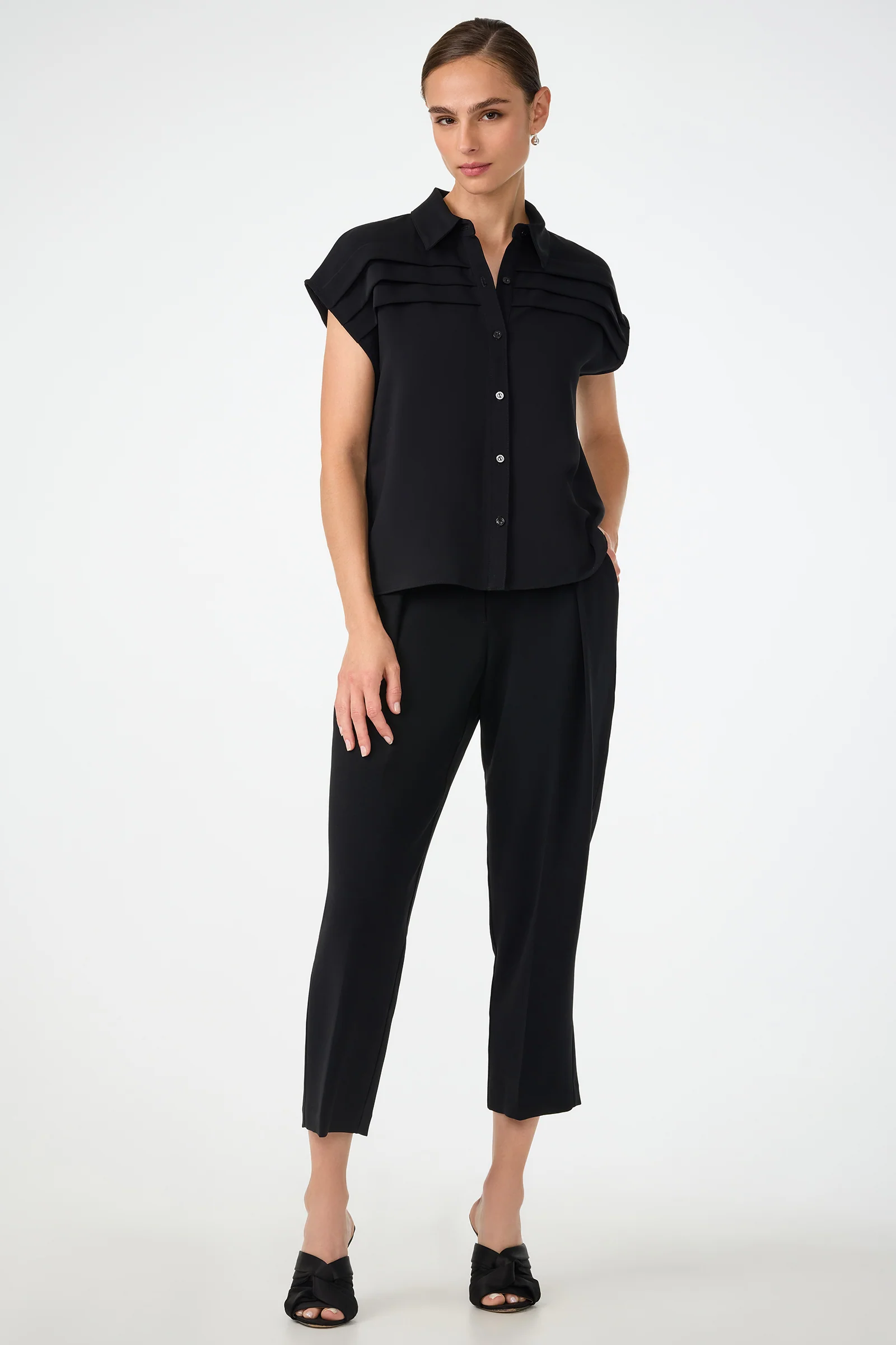 Cheri Pleated Button-Front Top - Image 2
