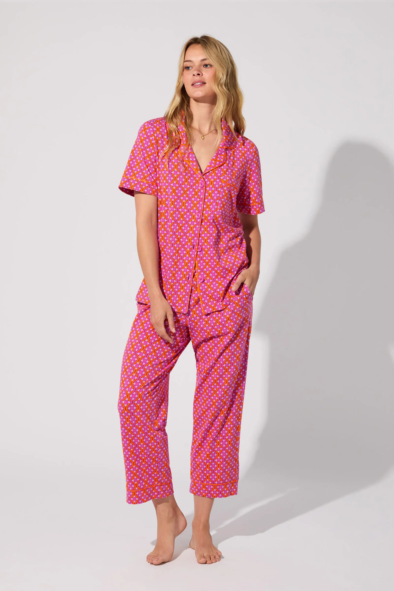 Crop PJ Set - Chain Geo