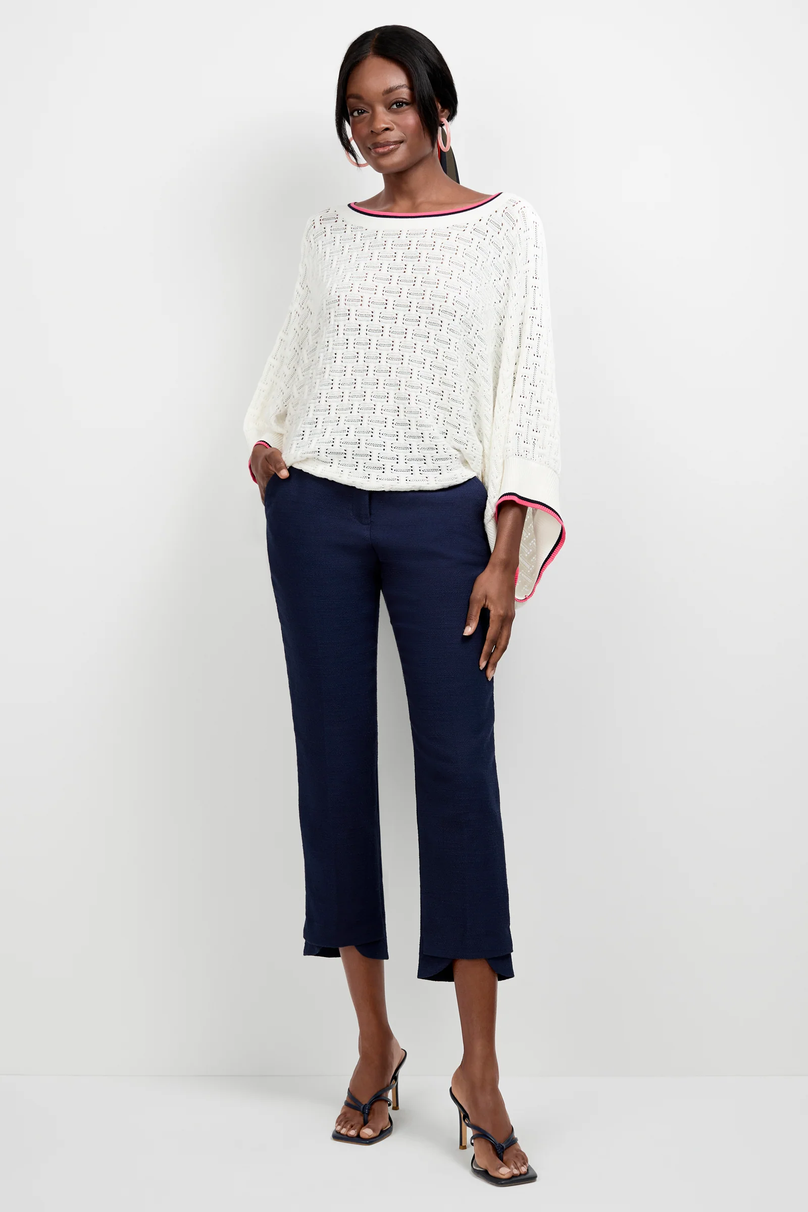 Ore Button-Hem Cropped Pants