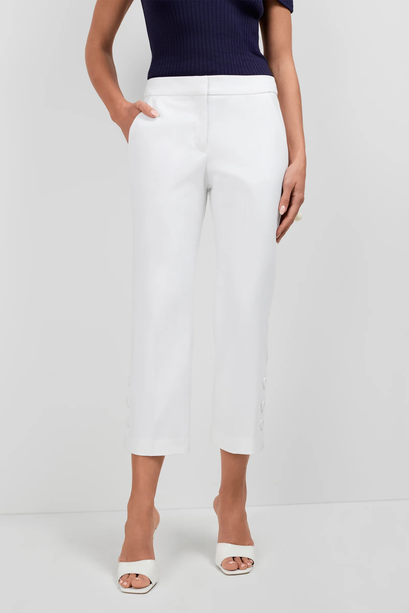 Ore Button-Hem Cropped Pants - Image 4