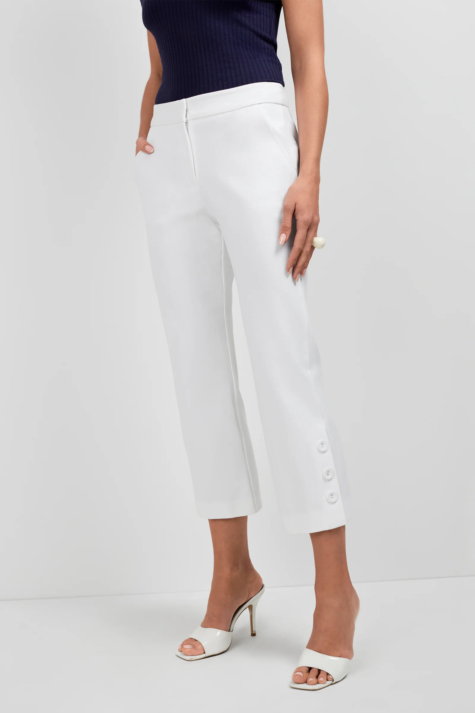 Ore Button-Hem Cropped Pants - Image 5