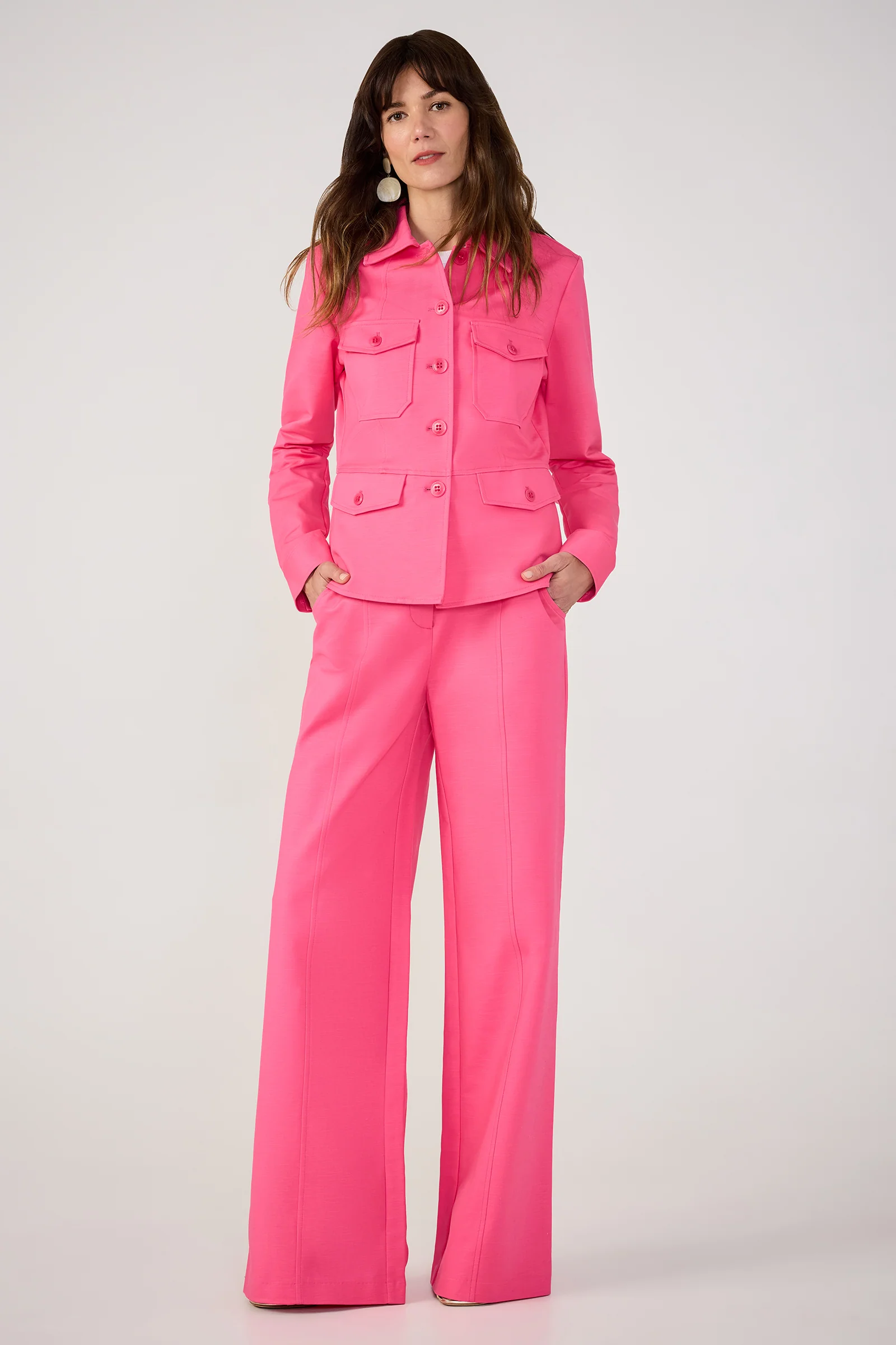 Qualifier Button-Front Peplum Jacket - Solid Suiting - Image 2