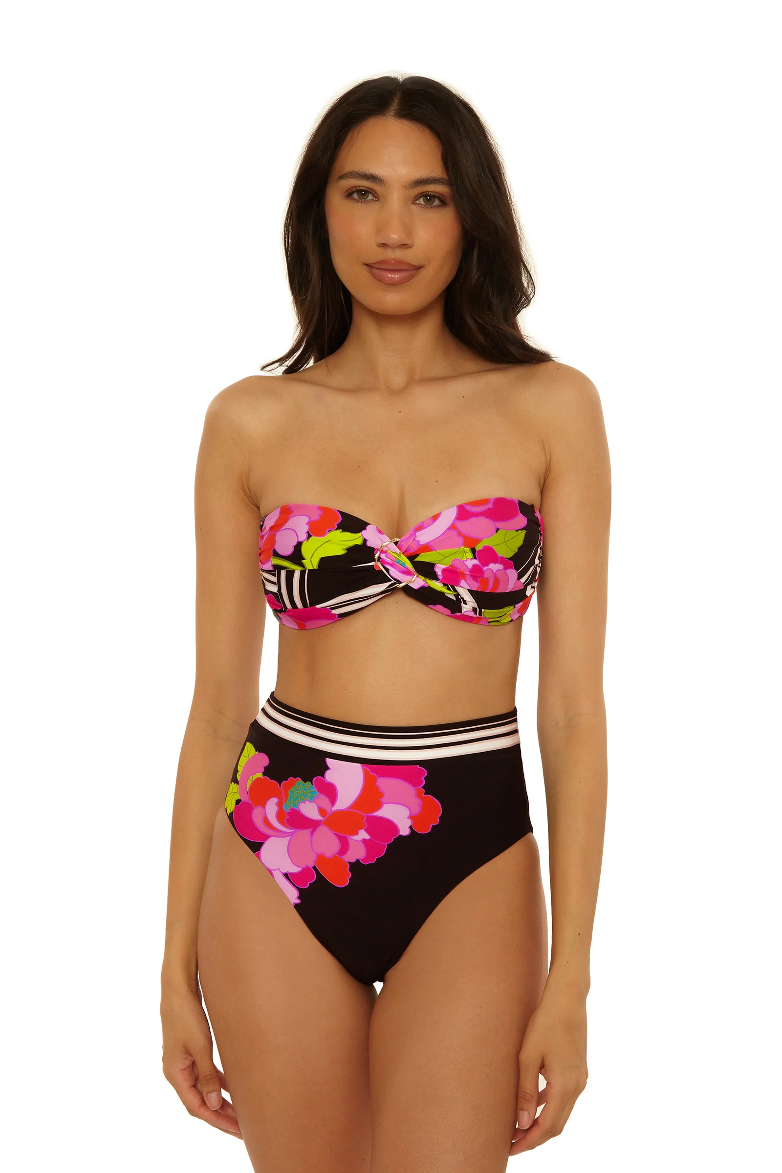 Twist Bandeau Swim Top - Bougainvillea