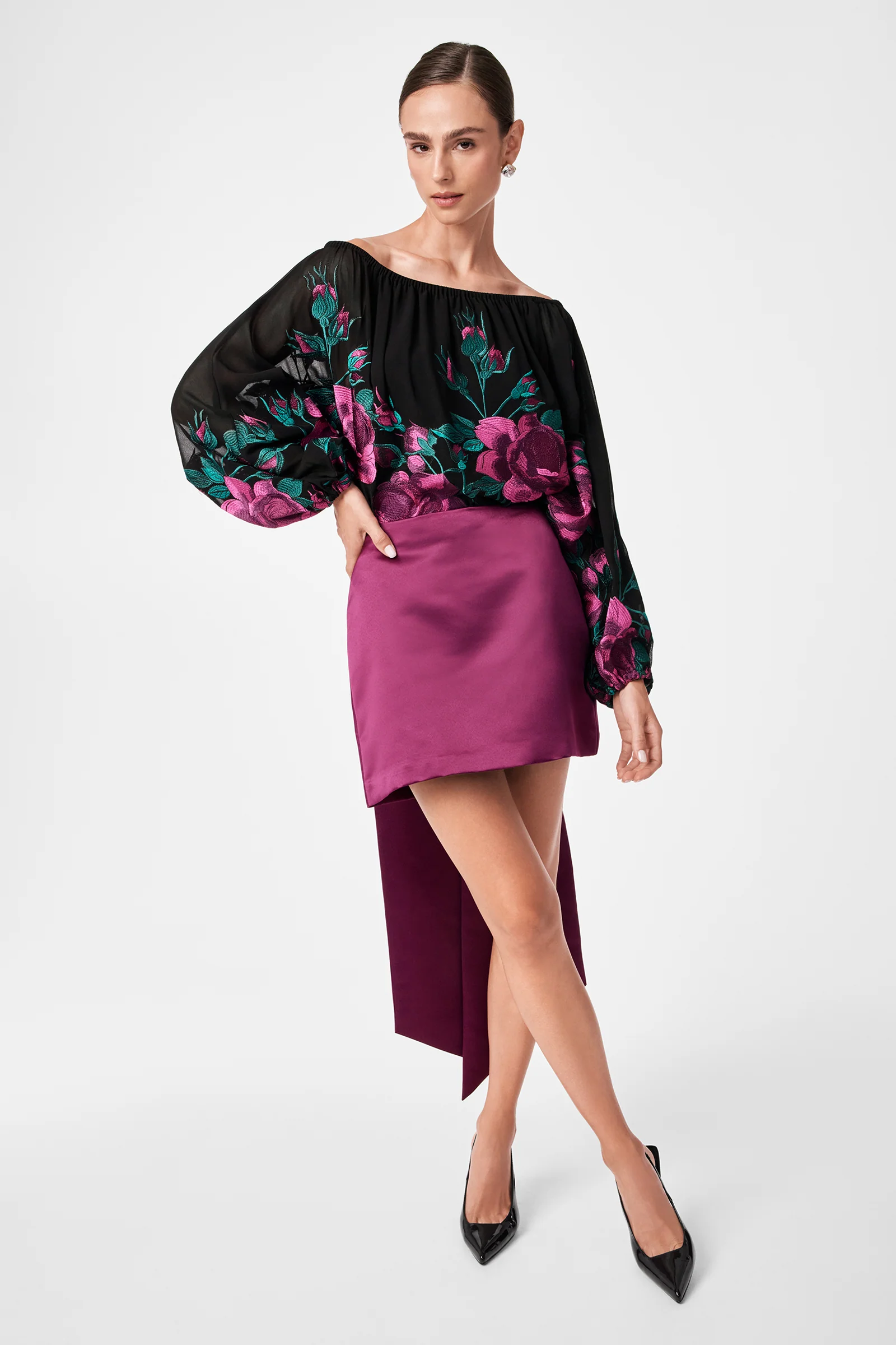 Vinna Bow Satin Mini Skirt - Image 5
